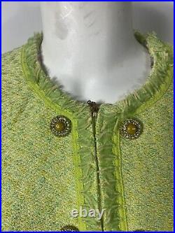 St. John Couture Womens Jacket Skirt Matching Set Color Green Size 6 Vintage