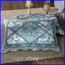 Tache Cotton Patchwork Farmhouse Cottage Floral Blue Antique Vintage Quilt Set