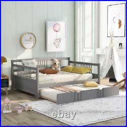 Twin/Full Size Daybed with Storage Drawers or Trundle Wooden Platform Bed Frames