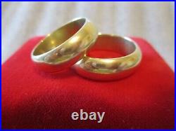 VINTAGE 14K GOLD WEDDING BAND SET DOMED-MATCHING HIS/HERS Sz 9.25 / 11 -15.91g