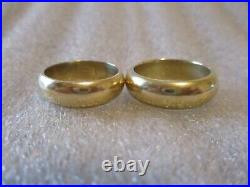 VINTAGE 14K GOLD WEDDING BAND SET DOMED-MATCHING HIS/HERS Sz 9.25 / 11 -15.91g