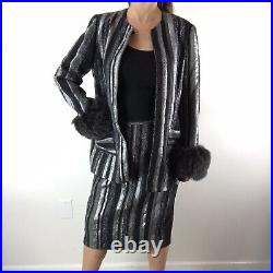 VINTAGE 90's Ruty Paris Blazer Jacket Skirt Matching Outfit Set M/L Evening
