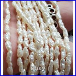 VINTAGE Real Rice Pearl Necklace & Bracelet multi-strand matching Jewelry set