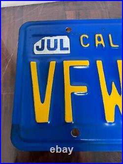 VTG 1999 California License Plates Matching Set Pair Tags VFW 1614 Blue & Yellow