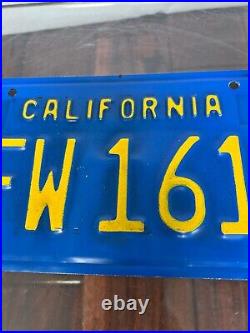 VTG 1999 California License Plates Matching Set Pair Tags VFW 1614 Blue & Yellow
