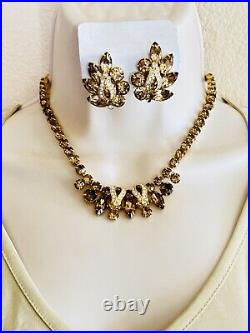 VTG Eisenberg Ice Signed Earrings Necklace Matching Set Crystal Rhinestone Rare