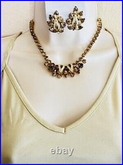 VTG Eisenberg Ice Signed Earrings Necklace Matching Set Crystal Rhinestone Rare