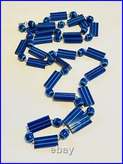VTG Matching Set Lucite Necklace Bangle Bracelet Blue Demi Parure Rare Retro 60s