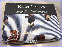 VTG RALPH LAUREN Teddy Bear Stripe Twin Sheet Set New Sealed
