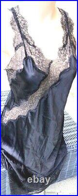 Victorias Secret Rare Vintage Satin 2 Pc Set L Robe Chemise nightgown black