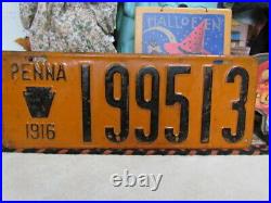 Vintage 1916 Pennsylvania Matching Set of Heavy Metal License Plates 199513