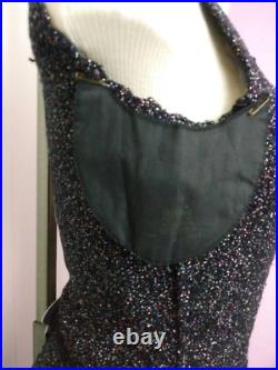 Vintage 1950s Black Multi-color Lurex Sweater Set Rockabilly Pinup Matching Set
