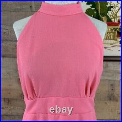 Vintage 1960s 1970s Halter Maxi Dress Matching Jacket Set MOD Boho