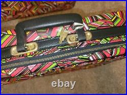 Vintage 1960s Mod Rare Suitcase 3 Piece Matching Set GROOVY Japan Keys