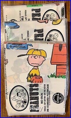 Vintage 1971 Peanuts Twin Sheet Set New In Original Packaging