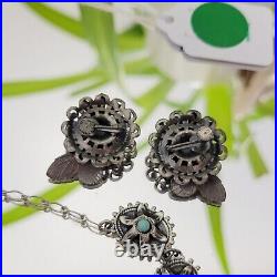 Vintage 30s Jewelry Set Matching Bracelet Necklace Earring Set 3D Butterfly