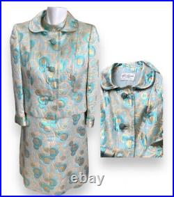 Vintage 60s Esther Pomerantz Mod Metallic Dress & Jacket Brocade