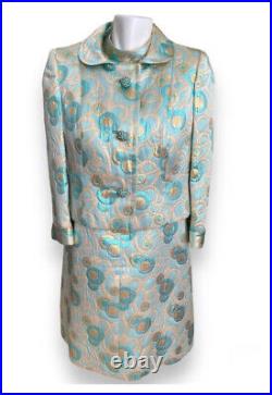 Vintage 60s Esther Pomerantz Mod Metallic Dress & Jacket Brocade