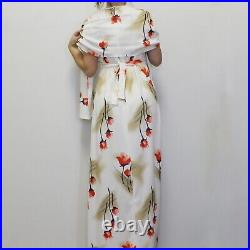 Vintage 70s Matching Dress & Shawl Set Vintage White Dress With Rose Maxi And