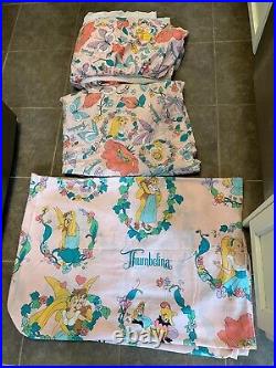 Vintage 90s Thumbelina Twin Size Bed Sheet Set Flat Sheet Fitted and Bed Ruffle