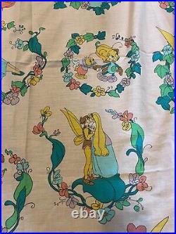 Vintage 90s Thumbelina Twin Size Bed Sheet Set Flat Sheet Fitted and Bed Ruffle