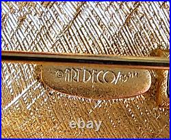 Vintage Art Deco 89 Signed Matching Set Earrings & Brooch Enamel & Rhinestone