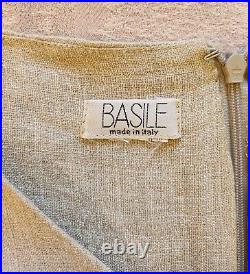 Vintage Basile Beige Gray Linen Matching Coat Dress Set Formal Mother In Law