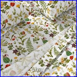 Vintage Botanical Wildflowers Small 100% Cotton Sateen Sheet Set by Spoonflower