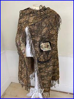 Vintage Cape and Bag Matching Set 1930s French Cloak Paisley Silk Reversible Th
