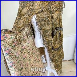 Vintage Cape and Bag Matching Set 1930s French Cloak Paisley Silk Reversible Th