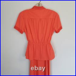 Vintage Elegant Coral 60's ILGWU Spaghetti Strap Maxi Dress Matching Jacket Set