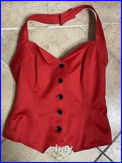Vintage Escada Red Matching Skirt Set Halter Top (40) Pencil Skirt (38)
