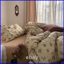 Vintage Floral Print Bedding Set Quilt Cover Bed Sheet Pillowcases Home Textiles