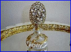 Vintage Gilded Jeweled Ormolu Vanity Mirror with 2 Matching Perfume Bottles