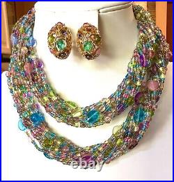 Vintage Joan Rivers Pastel Torsade Collection SET Necklace & Matching Earrings