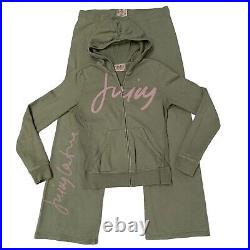Vintage Juicy Couture Matching Tracksuit Set Green Pink Medium Jacket Pants Rare