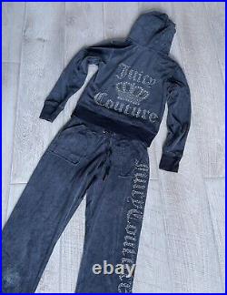 Vintage Juicy Couture TrackSuit Grey Jacket Pants Matching Set Y2k Size S USA