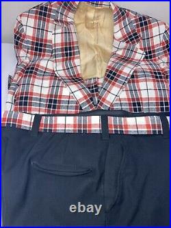 Vintage Kingsridge Men's Suit Matching Belt Plaid Set 2 1970's