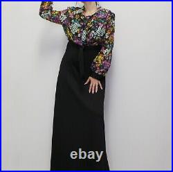 Vintage Late 60s Dress Set Matching Maxi Dress and Cropped Sheer Jacket