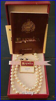 Vintage MAJORICA Pearls, Matching 18 Necklace /8 Bracelet Set, In Original Box