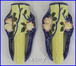 Vintage Matching Matched Set Ear Of Corn Flowers Wall Pocket Vases Japan 0101010