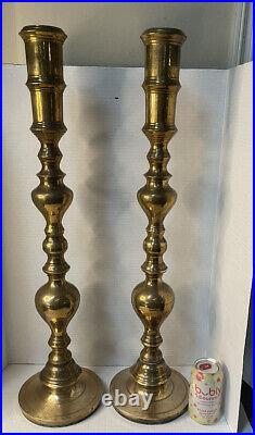 Vintage Matching Set Brass Floor Candlesticks Altar Prayer Candle Holders 29
