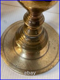 Vintage Matching Set Brass Floor Candlesticks Altar Prayer Candle Holders 29