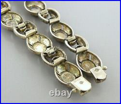 Vintage Matching Set Sterling Silver Marcasite Onyx Necklace Bracelet