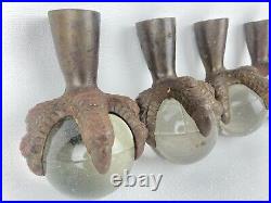 Vintage Matching Set of 4 Cast Iron Claw & Glass Ball Eagle Crows Table Claw Fee
