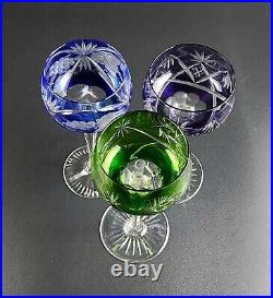 Vintage Multi-Color Cut-Crystal Mix & Match Wine Glasses Set of 3