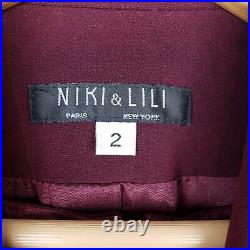 Vintage Niki & Lili Dress & Coat Wine Color Matching Set Elegant Classic Size 2