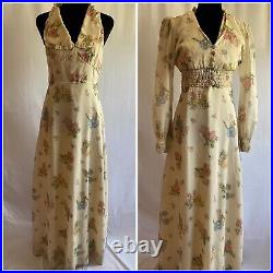 Vintage Phase II California 1970's Floral Cottage Style Maxi Dress Matching Set