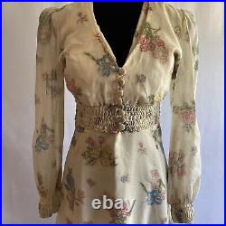 Vintage Phase II California 1970's Floral Cottage Style Maxi Dress Matching Set