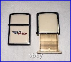 Vintage RARE Zippo Halliburton White Lighter & Matching Pill Box Set Never Used